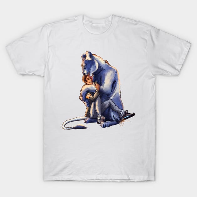 The Blue Lion T-Shirt by CrossRoadArt